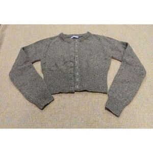 Letter from moon Korean womens medium cropped wool cardigan sweater tan